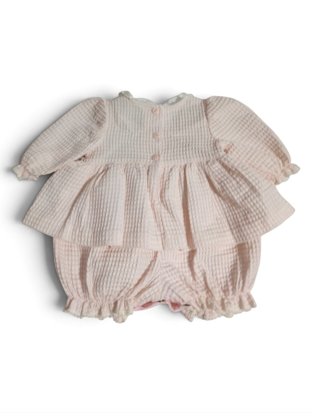 Good Lad Pink Gingham Puff Sleeve Bloomer Romper 3-6 Months - Picture 5 of 5